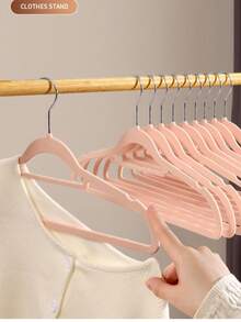 10 件植绒衣架，防滑无痕家居收纳整理器 - 米色 - 查看 9