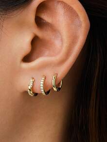 Bộ 6 khuyên tai đính đá Cubic Zirconia thời trang & tinh tế dành cho nữ, thích hợp cho kỳ nghỉ, hẹn hò, tiệc tùng, phối đồ hàng ngày (Không có hộp) - phong cách 1 - Xem 6