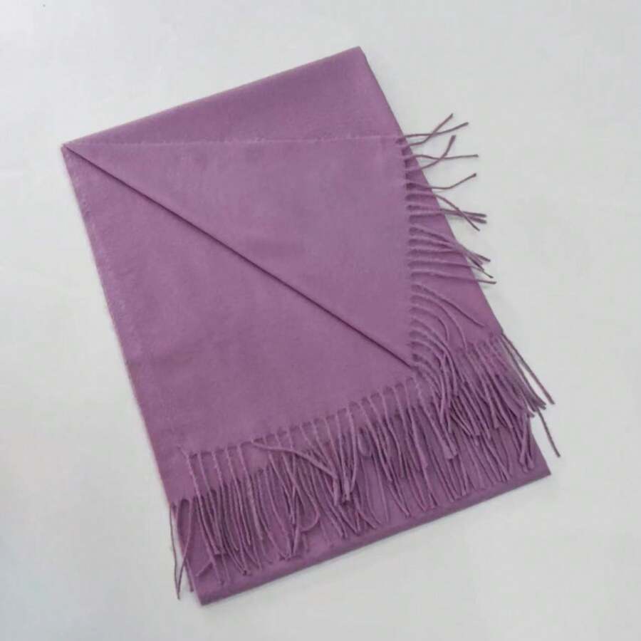 Stylish Casual Winter Scarf 230g With Fringes - 紫羅蘭色 - 查看 1