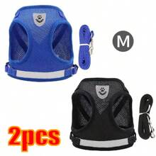 Pet Cat Dog Reflective Vest Harness & Leash Set, Includes Harness, Leash, Brush; Pet Outdoor Walking Harness & Foldable Food Bowl Set, Hassle-Free Travel