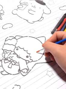 Sanrio 1Set Sanrio Hello Kitty Kuromi Cinnamoroll My Melody Family Series Highly Attractive DIY Long Scroll Graffiti Drawing Paper Super Large Coloring Drawing Paper Cartoon Scroll Creative Set