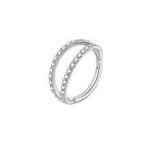 1 pieza Aro de septum con bisagra de doble cristal de CZ, de acero inoxidable hipoalergénico de 16G, con cierre, para perforaciones nasales, joyería para piercings corporales como labio, ombligo, pezón, de 8 mm y 10 mm, para mujeres y hombres