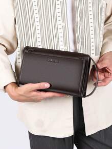 New Style Men's Anti-Theft Multi-Pocket Clutch Bag With Coded Lock, Long Wallet, PU Leather, Multi-Function Toiletry Bag