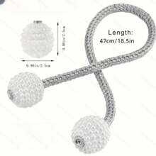 2 Fake Pearl Magnetic Curtain Straps, Curtain Strap Fixed Decorative Rope, Easy To Install Strap Design Suitable For Home And Office Curtain Fixing