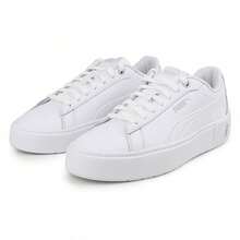 Puma 时尚银色标志轻便耐用女式系带低帮休闲运动鞋，款式 37303501 - 彪馬白-彪馬白 - 查看 2