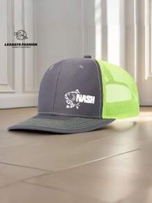 1 Piece Adjustable Dad Hat Truck Driver Baseball Cap, Printed With "NASH" Fish Pattern - Lightweight, Breathable, Suitable For Daily Leisure And Outdoor Sports - Ideal Father'S Day Gift, Casual Headwear, Camping, Picnic, Sports Cap