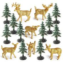 6pcs/16pcs Lifelike Reindeer Deer Animal Christmas Tree Ornament Model Set, Educational Toys, Home Decor, Tabletop Figurines, Holiday Gift