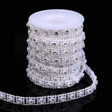 3 Yards/Roll ABS Faux Pearl Rhinestone Chain, Bridal Dress Accessory, Party Decorative Chain, Elegant Bracelet & Necklace Making Faux Pearl Chain