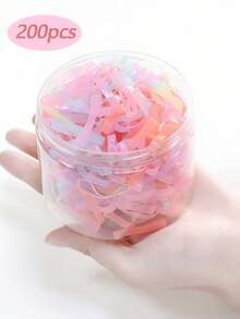 200/500pcs Girls Hair Ties With Box, Small Elastic Hair Bands For Ponytail, Thick Large Rubber Hair Rings, Daily Use Hair Accessories - Multicolor - View 27