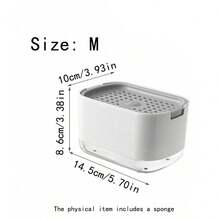 1个洗洁精分配器，二合一按压容器带海绵架，洗洁精按压盒，浴室乳液容器，浴室配件，厨房用品，厨房配件，厨房工具 - 白色 - 查看 11