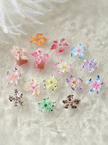 10/30/50/100 piezas Decoraciones de uñas con flores de colores mezclados, accesorios de arte de uñas 3D DIY