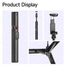 TOKQI 52,8 Zoll Selfie-Stick Smartphone Stativ mit kabellosem Fernbedienung, tragbar, leicht, ausziehbares Smartphone Stativ (Schwarz)