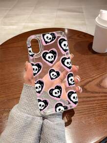 1 pieza Funda de teléfono transparente anti caídas de TPU con amortiguación de aire, corazón, calavera y estrella de dos colores, adecuada como regalo festivo compatible con Apple XS/XS Max/XR/11/12/13/14/15/16 Pro/Pro Max/14/15/16 Plus