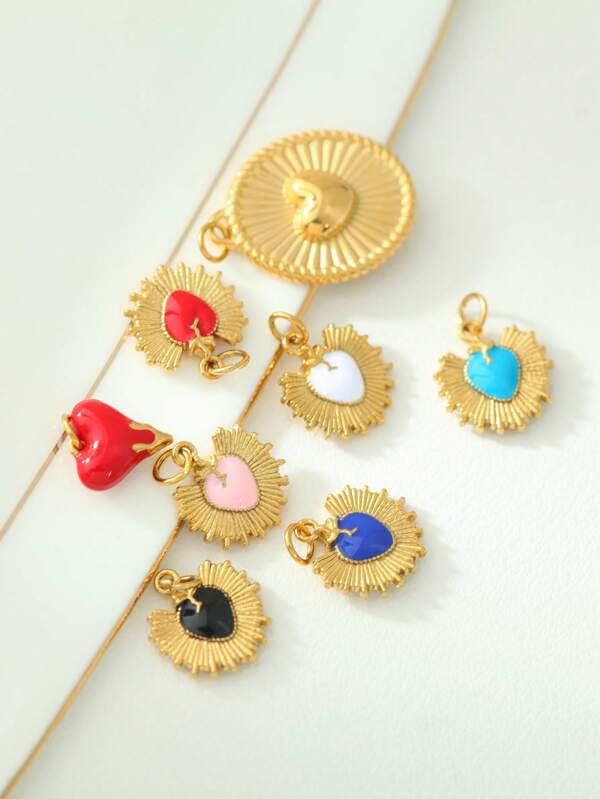 1pc Stainless Steel Heart, Butterfly, Rose Flower, Candy & Lipstick Decoration Pendant
