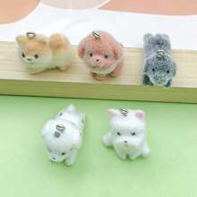 Set de 2/5 piezas de encantos de estatuilla de perro de oso de peluche de resina bonita con colgante de animal 3D de resina para hacer manualidades con llaveros, pulseras, collares y aretes