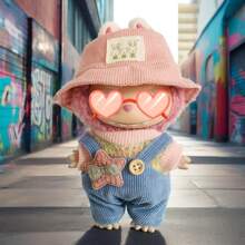 17cm Outfit Accessory, T-Shirt Suspender Pants Clothing Blind Box Plush Doll Removable Outfit Set, Suitable For 1st And 2nd Generation Dolls (Clothes Only, No Shoes). Fits 15cm-17cm (5.9 Inches-6.69 Inches) Dolls, Doll Clothes/Shoes Replacement, Suitable For Birthday, Holiday, Valentine's Day Gifts, Suitable For Everyone (Clothes Only, No Dolls Sold)