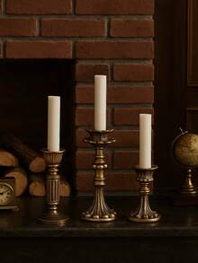复古黑金烛台（高/中/矮），复古金属烛台，适用于家居装饰、浪漫晚餐、婚礼中心装饰、万圣节装饰 - 彩色 - 查看 4