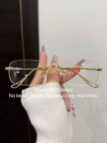 1pc Unisex Fashion Minimalist Rimless Metal Glasses - Gold - View 2