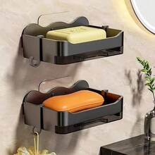 Giá đựng xà phòng treo tường, hộp đựng xà phòng lỏng hai lớp không cần khoan, giá đựng xà phòng hình chữ nhật bằng nhựa cho phòng tắm và nhà vệ sinh có lỗ thoát nước - Chống thấm nước, tiết kiệm không gian, dụng cụ sắp xếp bồn rửa nhà bếp. - Nhiều màu - Xem 7