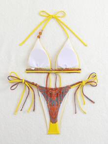 Conjunto de bikini triangular con atar a la moda y sexy para la playa de verano