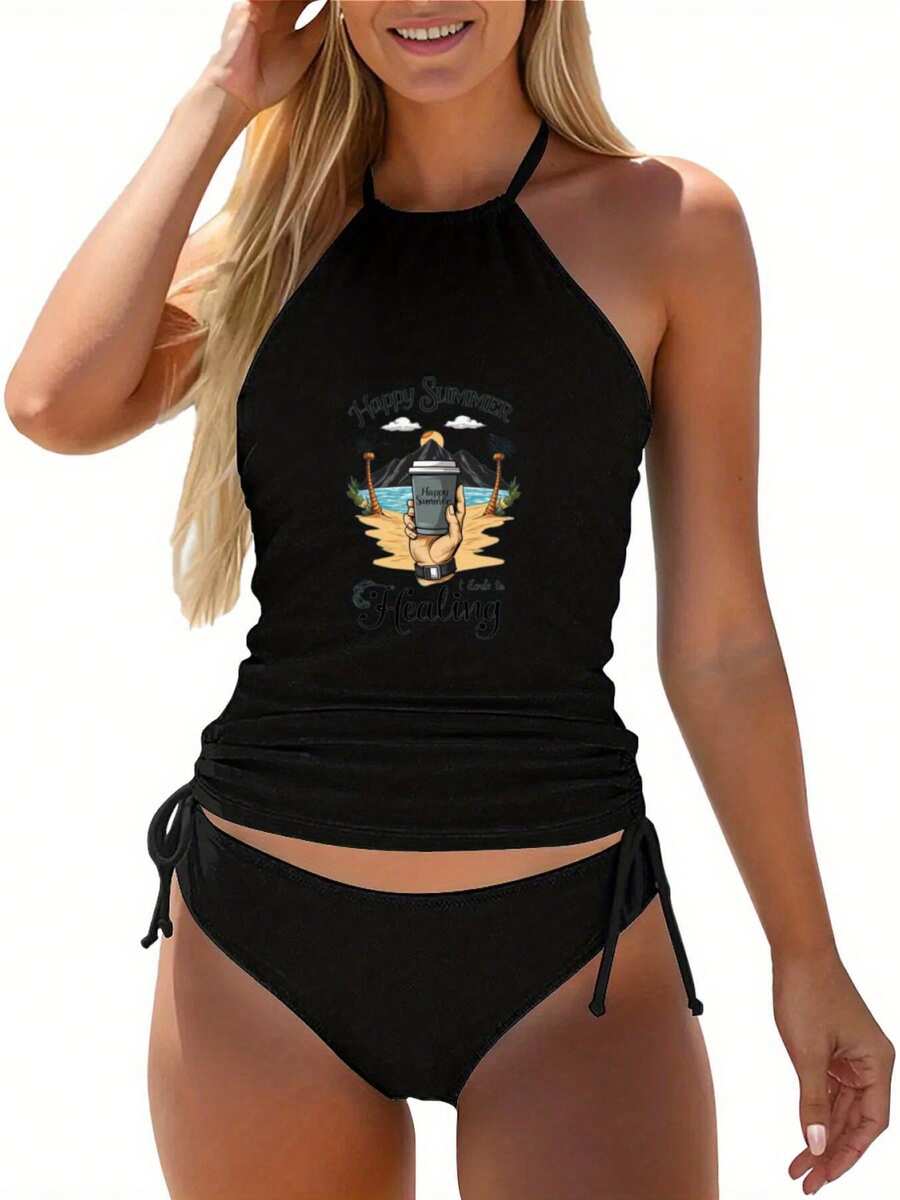 Women's Swimsiut - 黑色 - 查看 1
