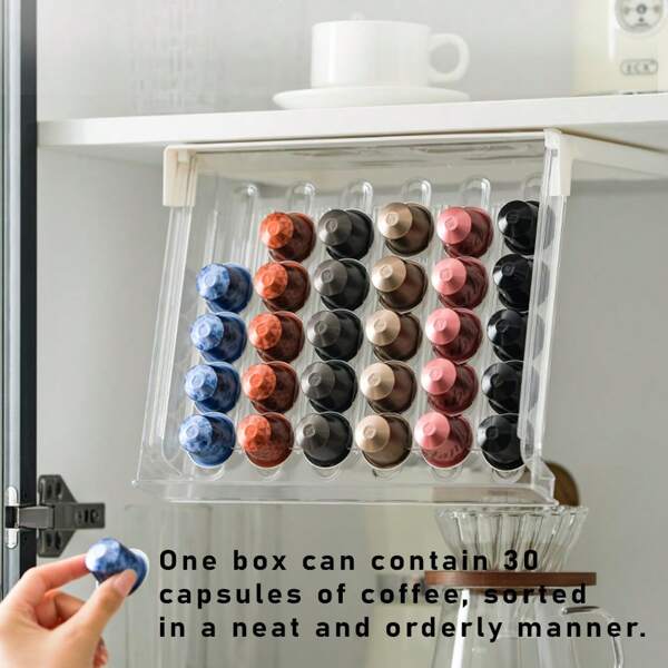 1 Stück Kaffee Kapsel Aufbewahrungsbox für Büro-Schreibtisch, Kaffee-Aufbewahrung, Aufbewahrungsregal für Zuhause Küche, klebefrei kreativer Kapsel-Aufhänger, Geburtstags-Geschenkidee