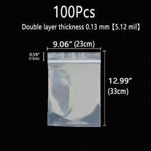 100 个 1 英寸至 15 英寸厚可重复密封塑料袋,重型 0.13 毫米/5.12 密耳双层厚度,可重复使用的密封礼品袋,珠宝包装,周年生日透明包装,多用途工具配件袋,节日礼品包装,衣物收纳,透明自粘袋,适用于运输、旅行、收纳、包装、礼品、生日、周年纪念、婚礼 - 透明加厚100Pcs - 查看 18