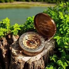 1pc Personalized Compass, Luminous Compass, Gift For Him, Anniversary Gift For Boyfriend, Long Distance Gift, Valentine's Day Gift, Engraved Compass, Personalized Engraved Brass Compass | Custom Compass Gift For Work, Gift For Friend Or Him/Her | Anniversary Birthday Wedding Gift