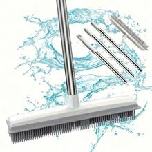 Rubber Broom Carpet Rake Pet Hair Remover Portable Detail Hair Removal Brush Pet Hair Removal Tool Suitable For Hair Carpet Hardwood Floor Tile Window Multi-Component Pet Hair Removal Broom With Long Handle