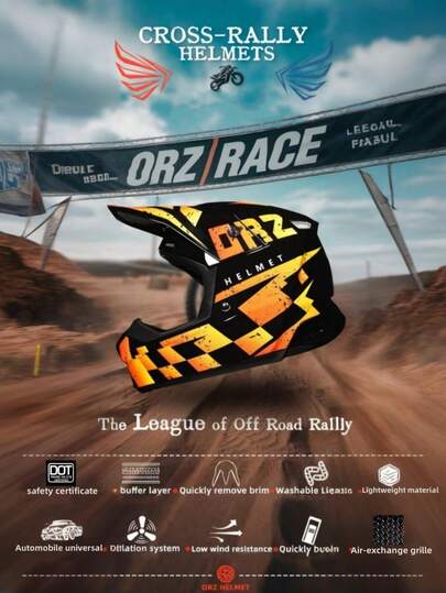 AD 1 st. unisex professionell motorcykelcrosshjälm, lämplig för terrängracing, downhill mountainbike, gokart, bilracing, gratis skyddsglasögon ingår