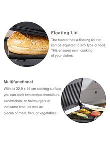 SCISHARE 1 件 27.7x22.3x9.3cm 三合一帕尼尼机、三明治机、电烤架、1000W、180° 可打开 23x14.5cm 烤盘、双面烹饪、均匀加热、不粘涂层、冷触手柄、易于存放、黑色 - 早餐和家庭烧烤的理想选择 - 查看 6