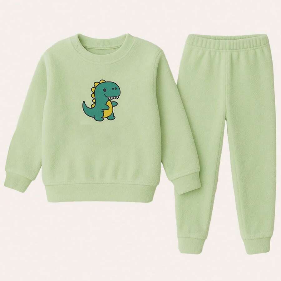 Warm Winter Plush Children's Set – Plush Coat And Trousers For Boys - Green - View 1