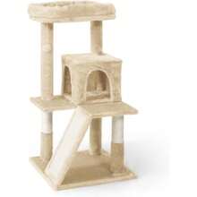 Local Delivery-CAPHAUS Tall Climbing Modern Indoor Play Tower For Large Cats Kittens, 70-Inch With Top Perch, Cat Cave Condo, Cat Tree W Hammock, Multi-Level Cat Activity Tree W Cute Scratching Posts - 米色 - 查看 1