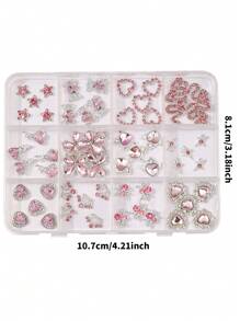 1box Cute Nail Drill Pink Heart Magic Wand Nail Jewelry Sets - Nail Art Jewelry Sets And Nail Technique Supplies That Nail Artists Must Have For Women And Girls Diy Glamorous Nail Art Decorations, Explore The Charm Of Nails