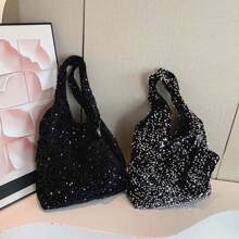 Tote Bag For Women Blingbling Sequin Shoulder Bag Hobo Bag Luxury Designer Handbag Slouchy Underarm Bag For Work Travel Shopping