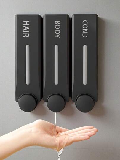 Tatukiko موزع صابون حمام فندق مثبت على الحائط سعة 300 مل/قطعة، مع شريط لاصق وثقوب للتركيب، مناسب لسائل غسيل اليدين وجل الاستحمام والشامبو وموزع صابون رغوي، أدوات مطبخ وإكسسوارات