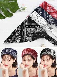 1件2025复古发带，均码，装饰布三角发带，弹力三角围巾发带，感恩节女士发饰，优雅发带 - 彩色 - 查看 5