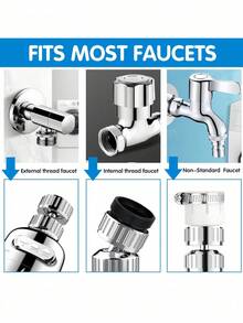 1件装通用水龙头起泡器、水龙头喷头、节水过滤器、防溅水龙头喷头、水龙头分水器、增压水龙头过滤器，厨房和浴室水槽配件 - 銀色短款 - 查看 5