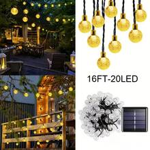 20/50/100 件 LED 太阳能泡泡球灯串，8 种闪烁模式，无线太阳能供电，PVC 材质，适用于花园、露营、圣诞节、节日装饰、酒店、餐厅 - 多色 - 查看 14