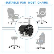 Office Chair Wheels 2 Inches Replacement Rubber Chair Casters For Hardwood Floors And Carpet, Set Of 5, Heavy Duty Casters For Chairs To Replace Office Chair Mats - (Not For 1KEA) - 黑色 - 查看 5