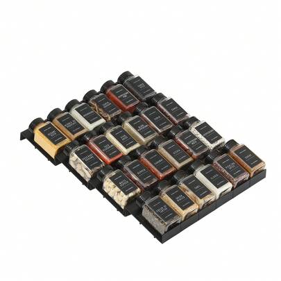 [Top]24-Piece Patchwork Spice Drawer Organizer | Stylish Kitchen Storage for Spice Jars & Condiments | Space-Saving Cabinet Organizer