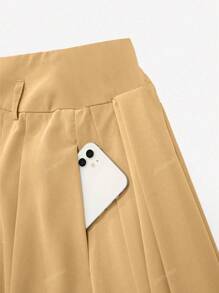 Falda plisada de cintura alta con cinturón decorativo para mujeres