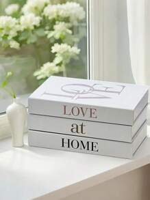 3PCS LOVE AT HOME - Fashion Home Decoration Books, Creative Living Room Desktop Decorations, Windowsill Wall Decoration Book Models, Suitable For Rooms, Kitchens, Bedrooms, Offices, Desks, Birthday Parties, Holiday Parties, Weddings, Celebration Parties, Teacher Gifts, Artificial Flower Decoration Tray Bases, Graduation Teacher Gifts Holiday Accessories Decoration Mariage Champetre Decoration Maison 2PCS/1PC