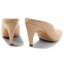 Women's Kitten Heels Mules Shoes – Open Peep Toe Slip-On Slide Sandals For Petite, Leg-Lengthening, Summer Work, Date & Christmas / New Year Gifts - 卡其色 - 查看 4