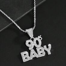 男士时尚 90 年代婴儿字母金色项链吊坠镶水钻适合男女嘻哈派对珠宝礼物 - 90baby - 查看 2