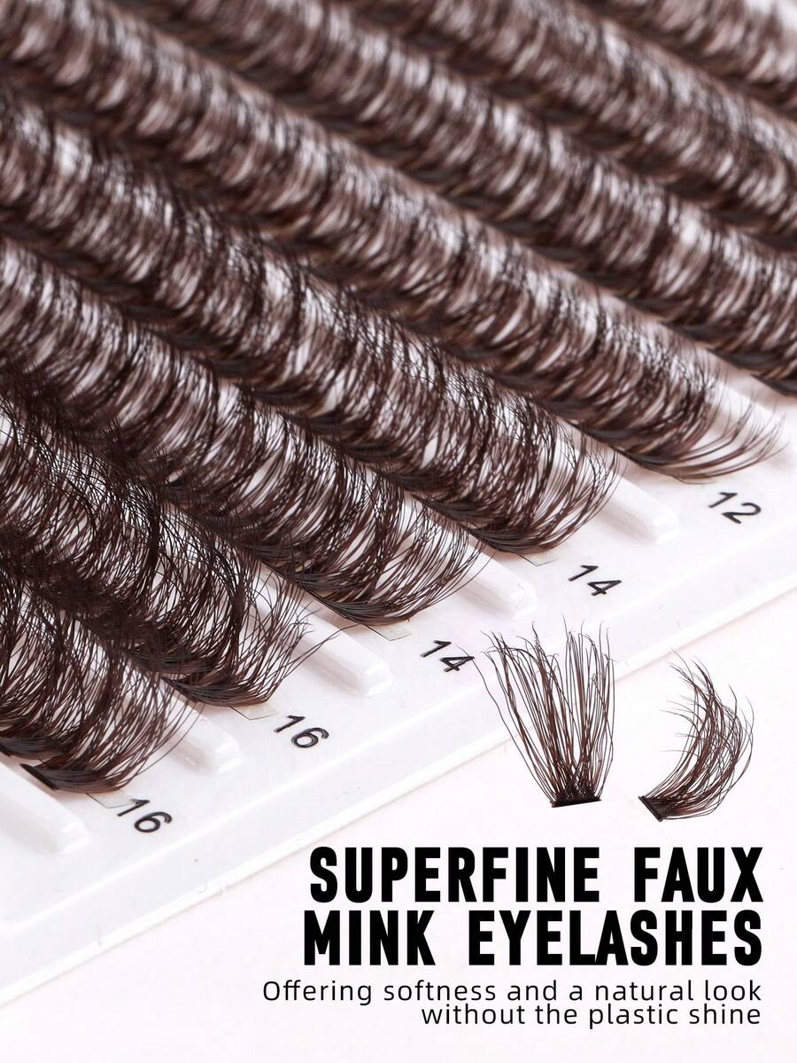 200 piezas de pestañas marrones D Curl de 8-16 mm de longitud mixta, pestañas individuales en racimos, de aspecto natural y suave, ultra ligeras y de larga duración, ideales para uso en el hogar o en movimiento para la vida diaria, fiestas y festivales de música. Racimos de pestañas, pestañas individuales, pestañas postizas.