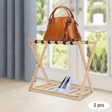 For Guest Room Folding Luggage Rack Luggage Rack 2 Pack Luggage Rack - Bamboo Wood Color - View 4