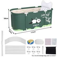 Bồn tắm gấp gọn Bồn tắm di động cho người lớn Bồn tắm gia đình Bồn tắm nước để tắm 115cm Quay lại trường học - Gấu trúc xanh - Xem 2