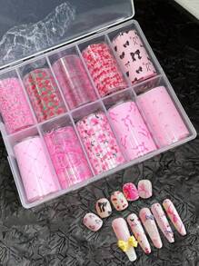 10 Peças de Decalques de Transferência de Arte de Unhas Estilo Coreano, Incluindo Corações Minimalistas, Bolinhas, Flores Miúdas, Desenhos à Mão, Animais de Verão, Mármore, Céu Estrelado, Renda Francesa, Desenhos de Flores Chinesas, Versátil para Livros, Papelaria, Desktops, Tablets, Vidro, Scrapbooking, Ótimo Presente