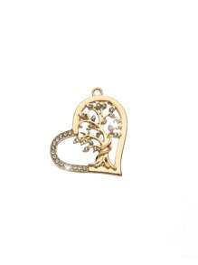 1pc Fashionable & Elegant Hollow Heart & Tree Of Life Shape Jewelry Pendant Accessory, Inlaid With Crystal, Suitable For Women DIY Jewelry Making